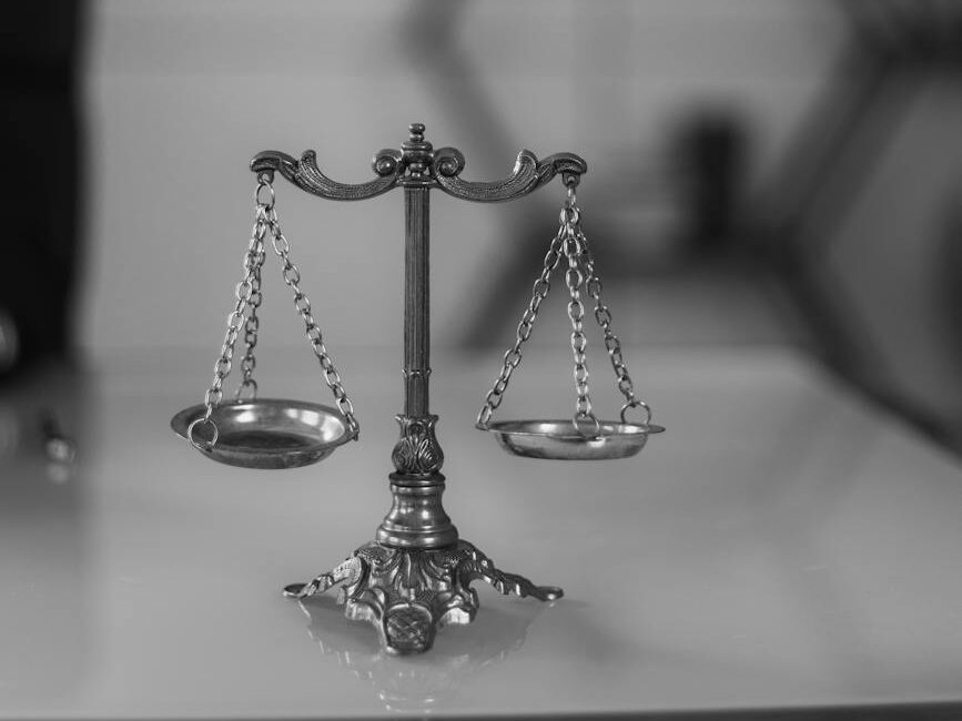 a grayscale of a balance scale