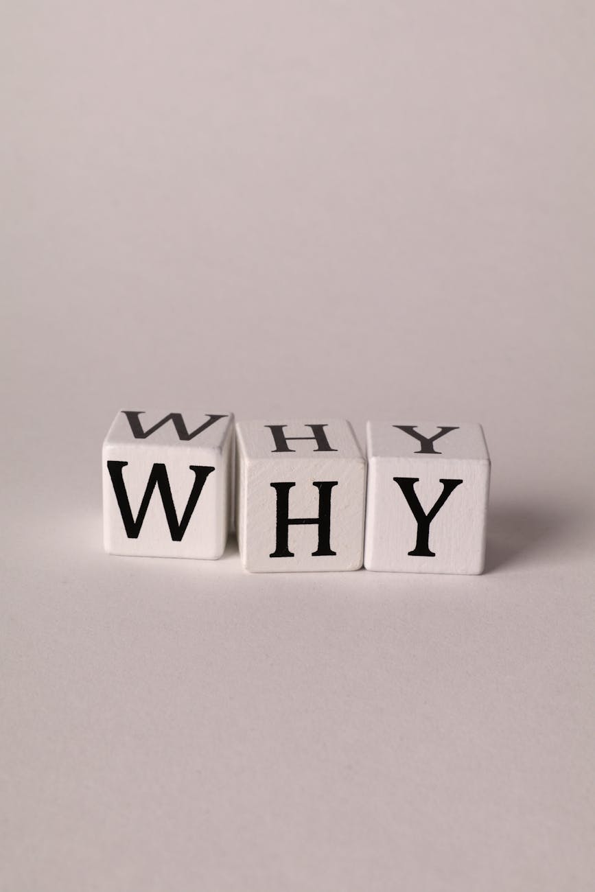 the word why made with cubes with letters